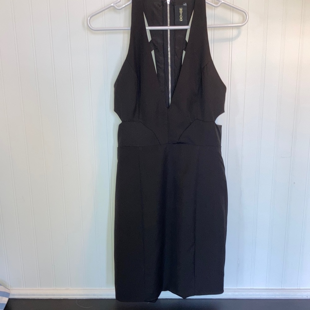 DO+BE Black Halter V-Neck Mini Dress